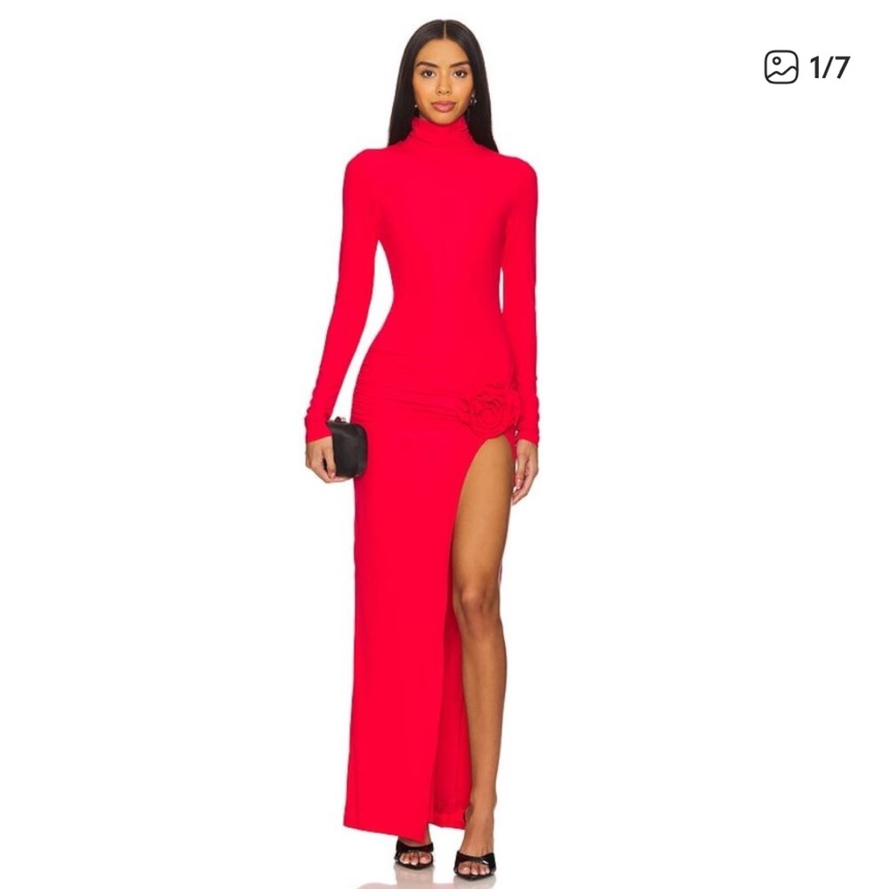 ISO More to Come Chara Red Romantic Bodycon Rose Elegant Maxi Dress